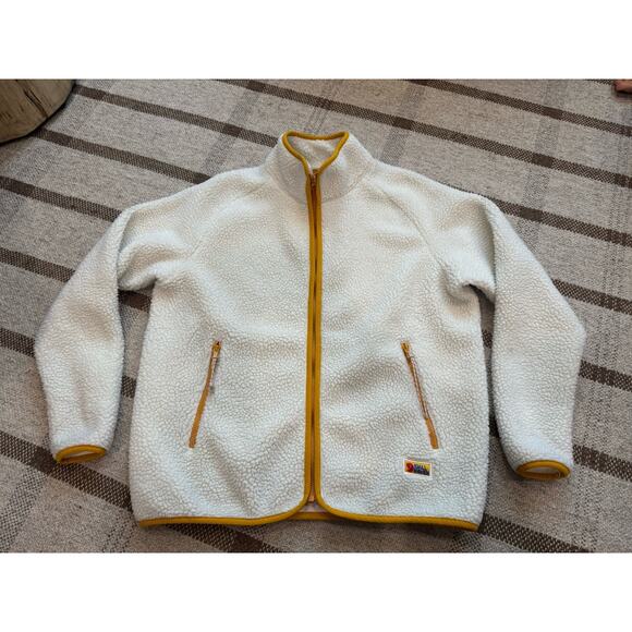 Fjallraven Women’s Vardag Pile Fleece Jacket Chalk White Yellow Large Full Zip - Picture 1 of 8